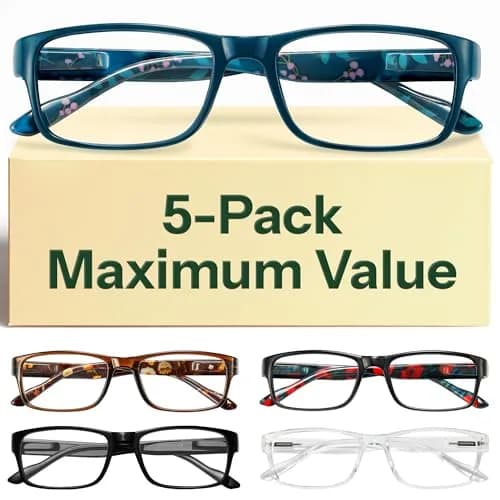 Gaoye 1.0 Blue Light Blocking Reading Glasses 5-Pack (5.6 in Arms) | Clear Lenses with Anti-Reflective Coating thumbnail 1