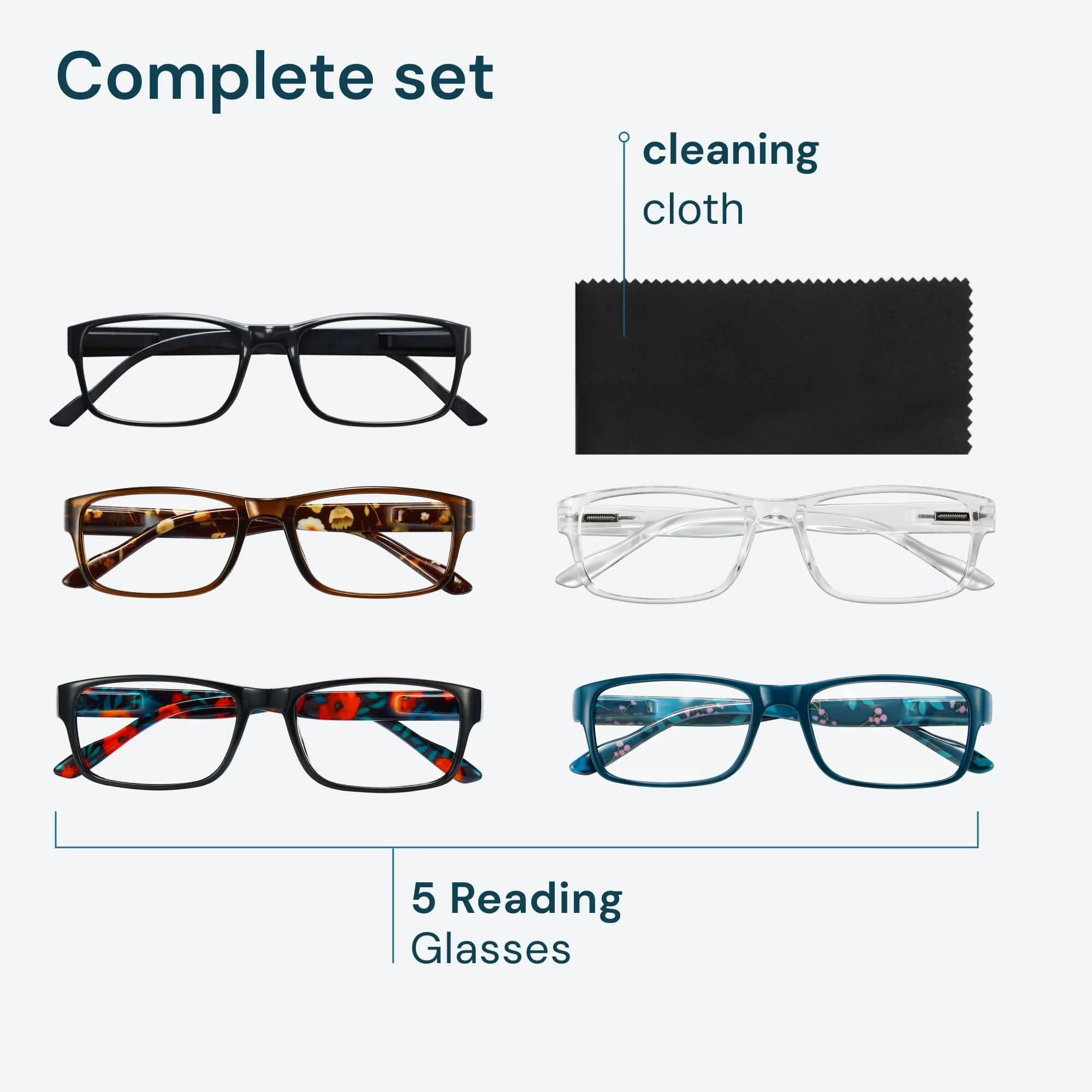 Gaoye 1.0 Blue Light Blocking Reading Glasses 5-Pack (5.6 in Arms) | Clear Lenses with Anti-Reflective Coating - view 8