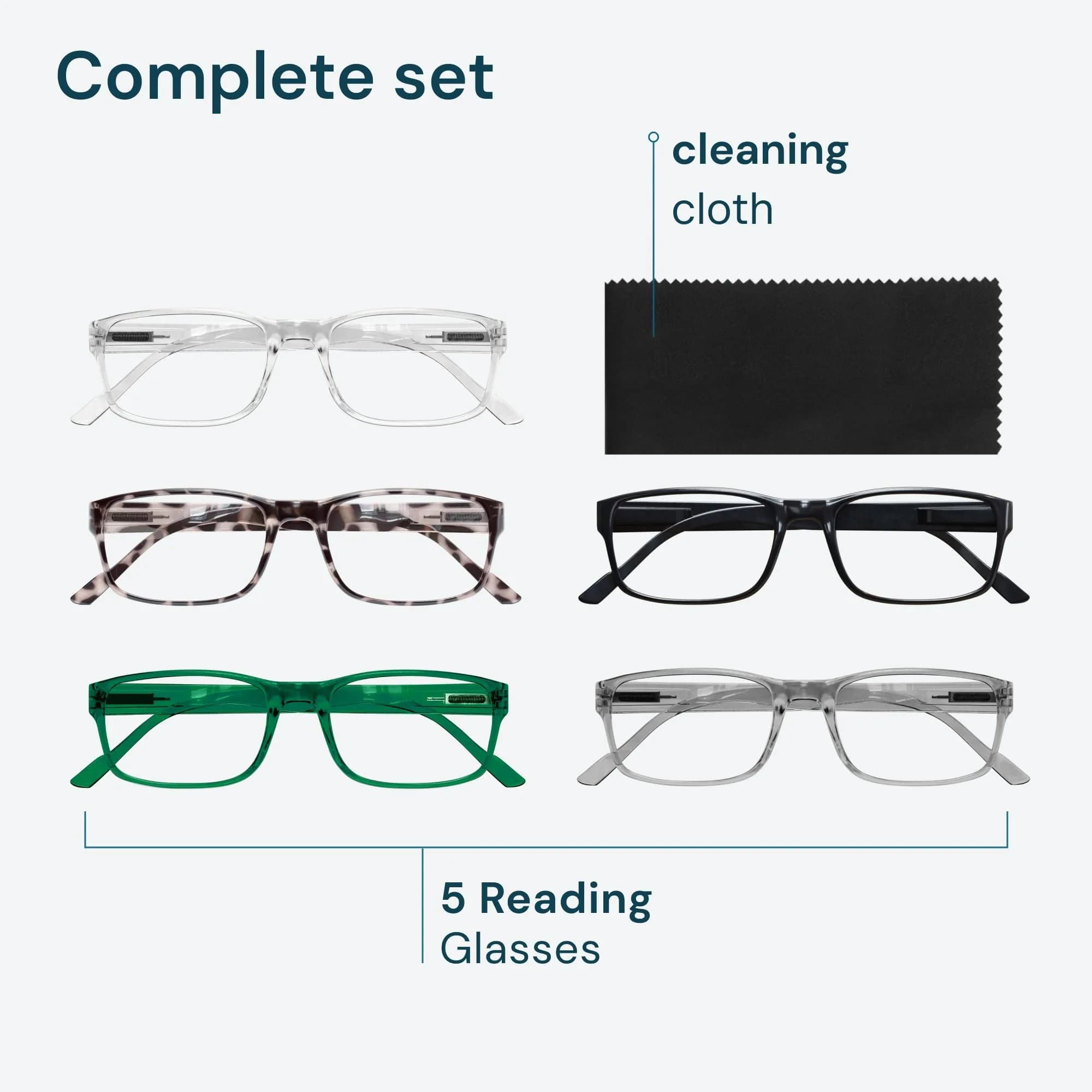 Gaoye 2.0 Professional Reading Glasses with Blue Light Protection, 5-Pack, 2.00x Magnification | Classic Rectangular Frames - view 8