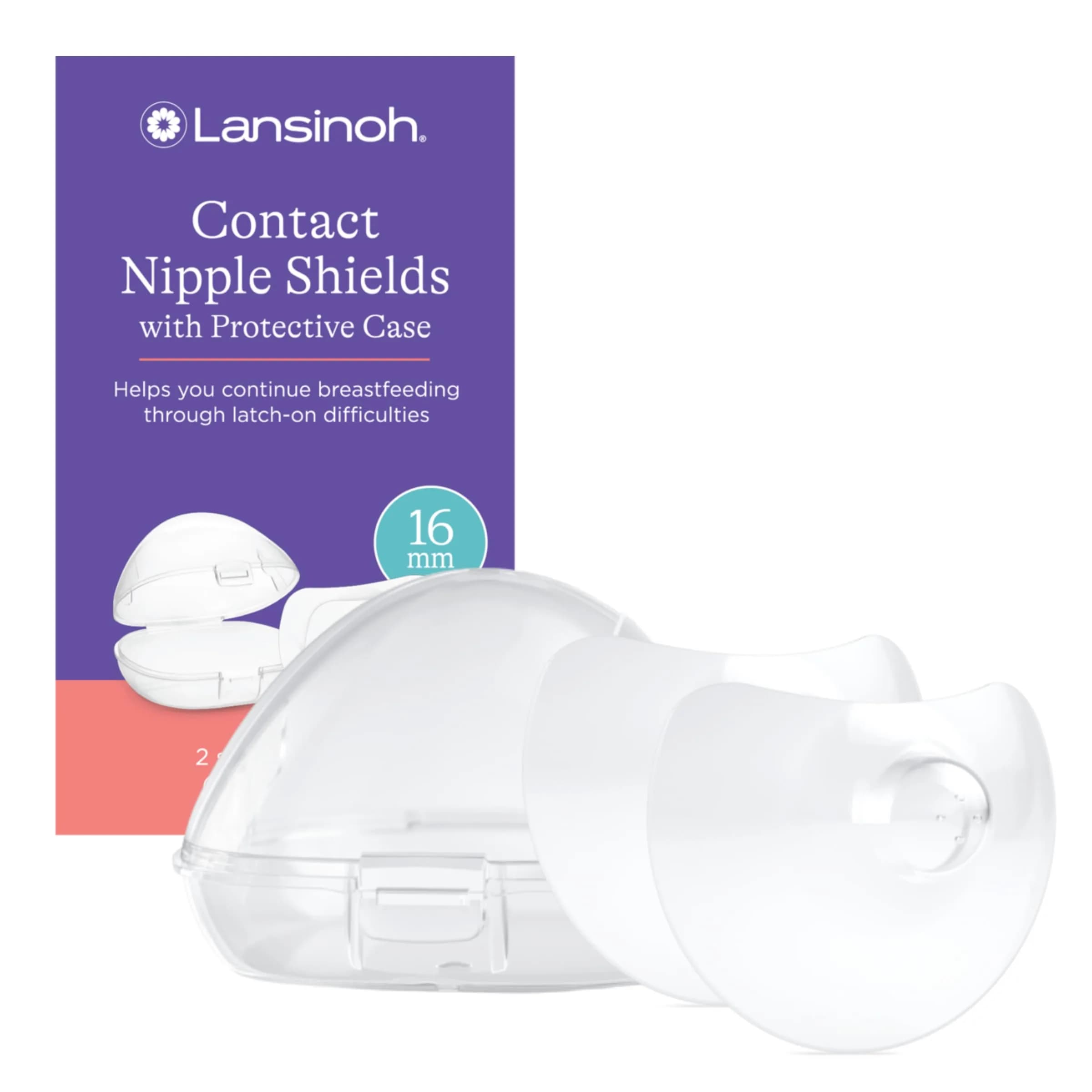 Lansinoh Contact Nipple Shields with Case, 20mm Size | USA Imported Breastfeeding Support - main product image