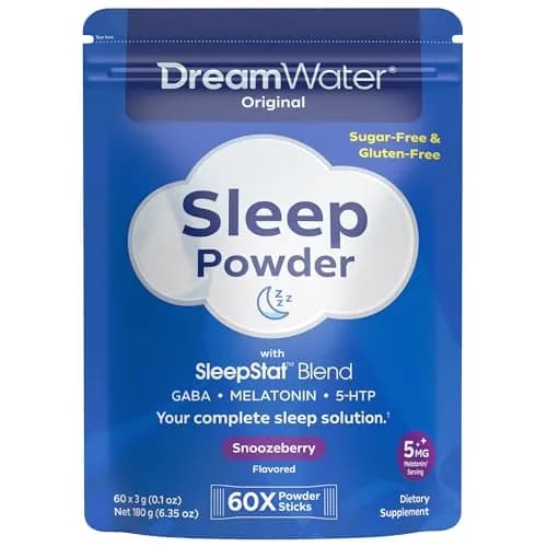 Dream Water Sleep Powder 60-Count | Sugar-Free, Gluten-Free, Natural Flavors, GABA, Melatonin, 5-HTP thumbnail 1
