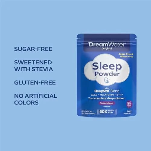 Dream Water Sleep Powder 60-Count | Sugar-Free, Gluten-Free, Natural Flavors, GABA, Melatonin, 5-HTP thumbnail 3