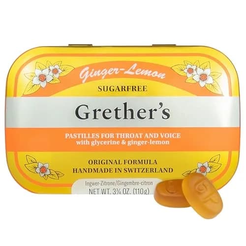 GRETHER'S Sugarfree Ginger Lemon Pastilles 3.75 oz | Swiss Sugar-Free Throat Lozenges for Dry Mouth & Voice thumbnail 1