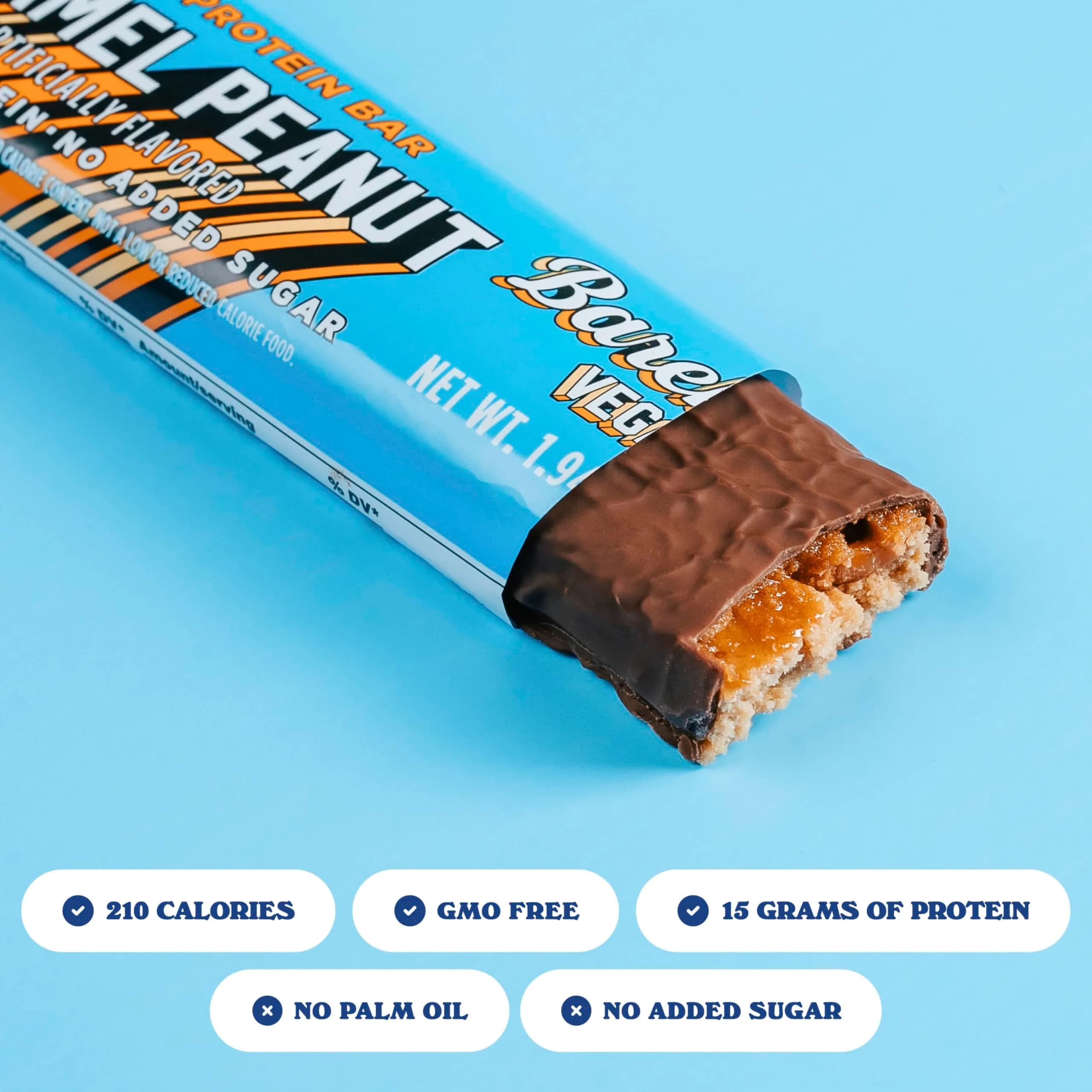 BAREBELLS Vegan Protein Bars Peanut Caramel 24 Count | Plant Based High Protein Snack - view 2
