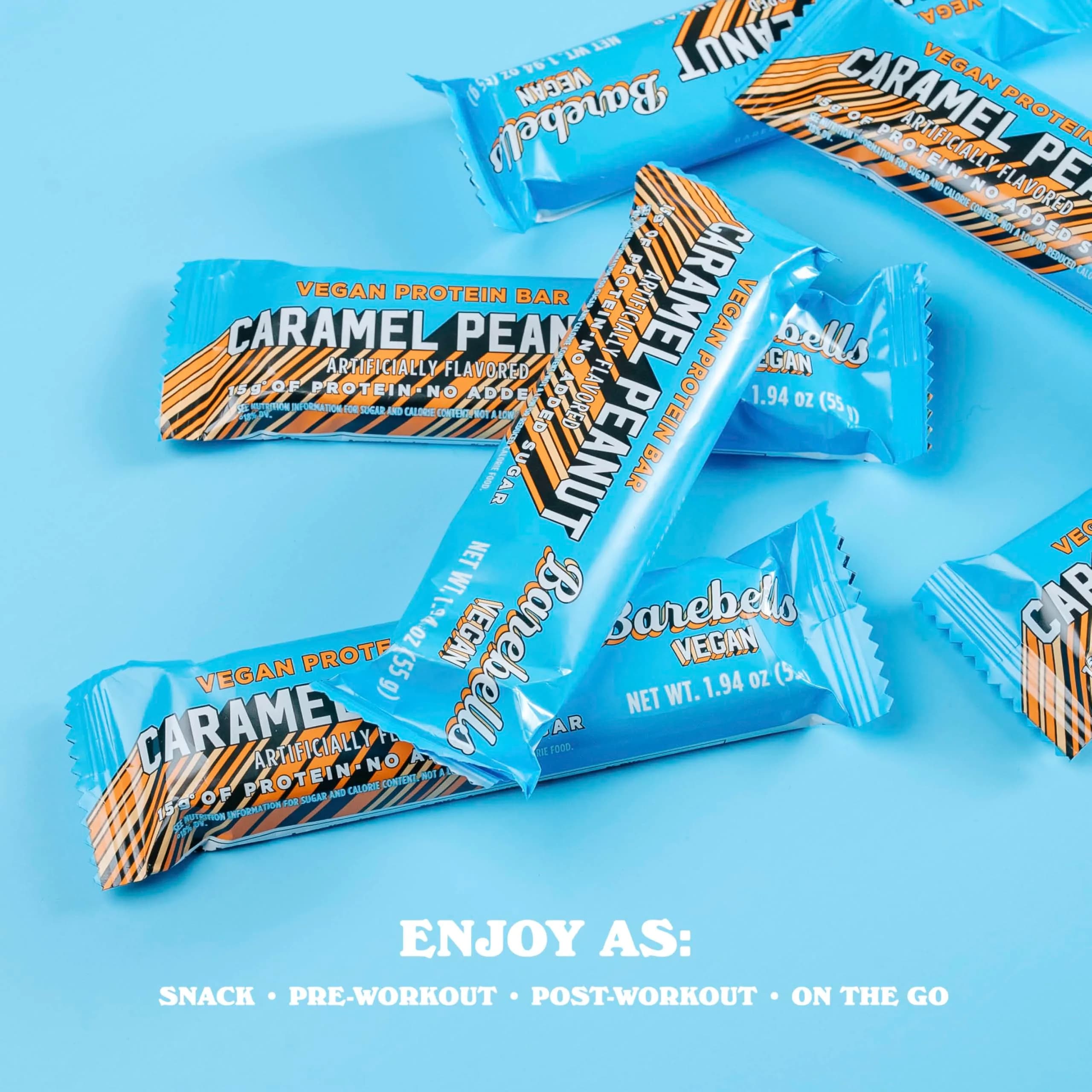 BAREBELLS Vegan Protein Bars Peanut Caramel 24 Count | Plant Based High Protein Snack - view 4