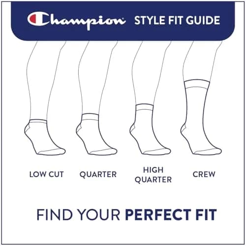Champion Women's High Quarter Socks Size 5-9 | Cushioned Moisture-Wicking Ankle Socks thumbnail 6