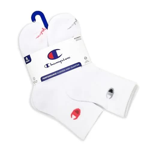 Champion Women's High Quarter Socks Size 5-9 | Cushioned Moisture-Wicking Ankle Socks thumbnail 3