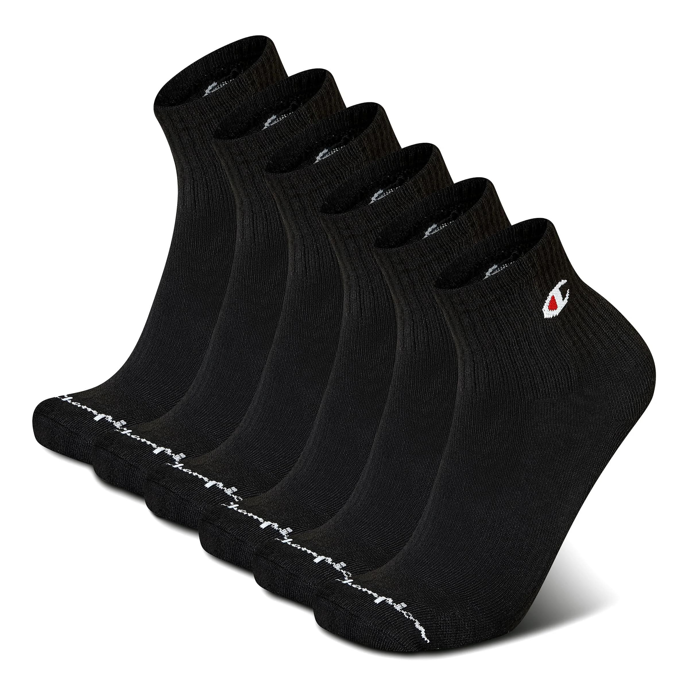 Champion Men's Quarter Socks – 6-pack | Moisture-wicking, Cushioned, Durable Ankle Socks