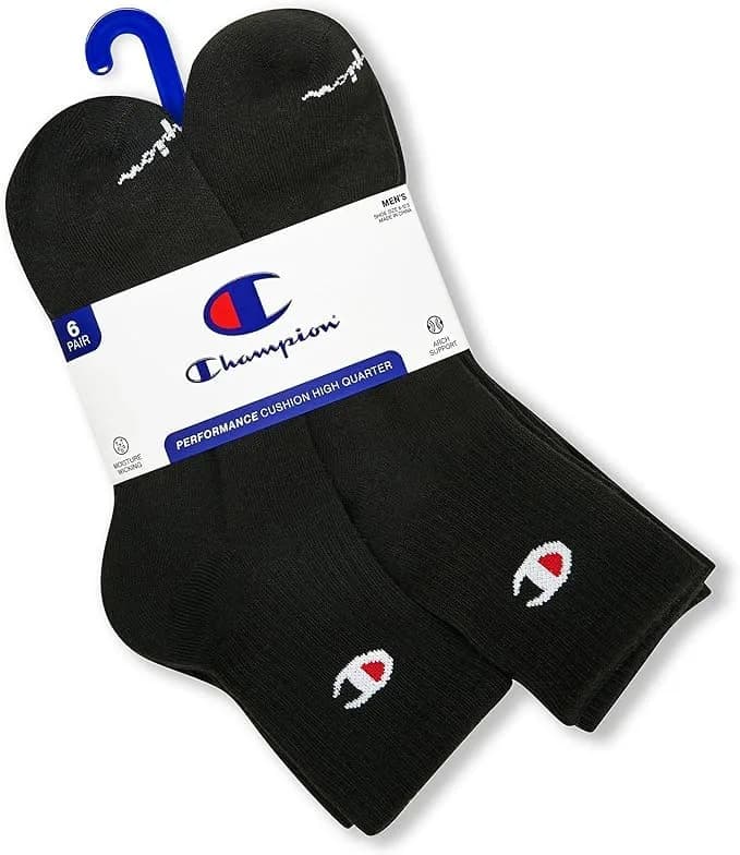 Champion Men's Quarter Socks – 6-pack | Moisture-wicking, Cushioned, Durable Ankle Socks thumbnail 6