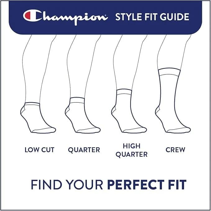 Champion Men's Crew Athletic Socks | Moisture-Wicking, Cushioned, Arch Support (Fits Shoe Size 6-12.5) thumbnail 10