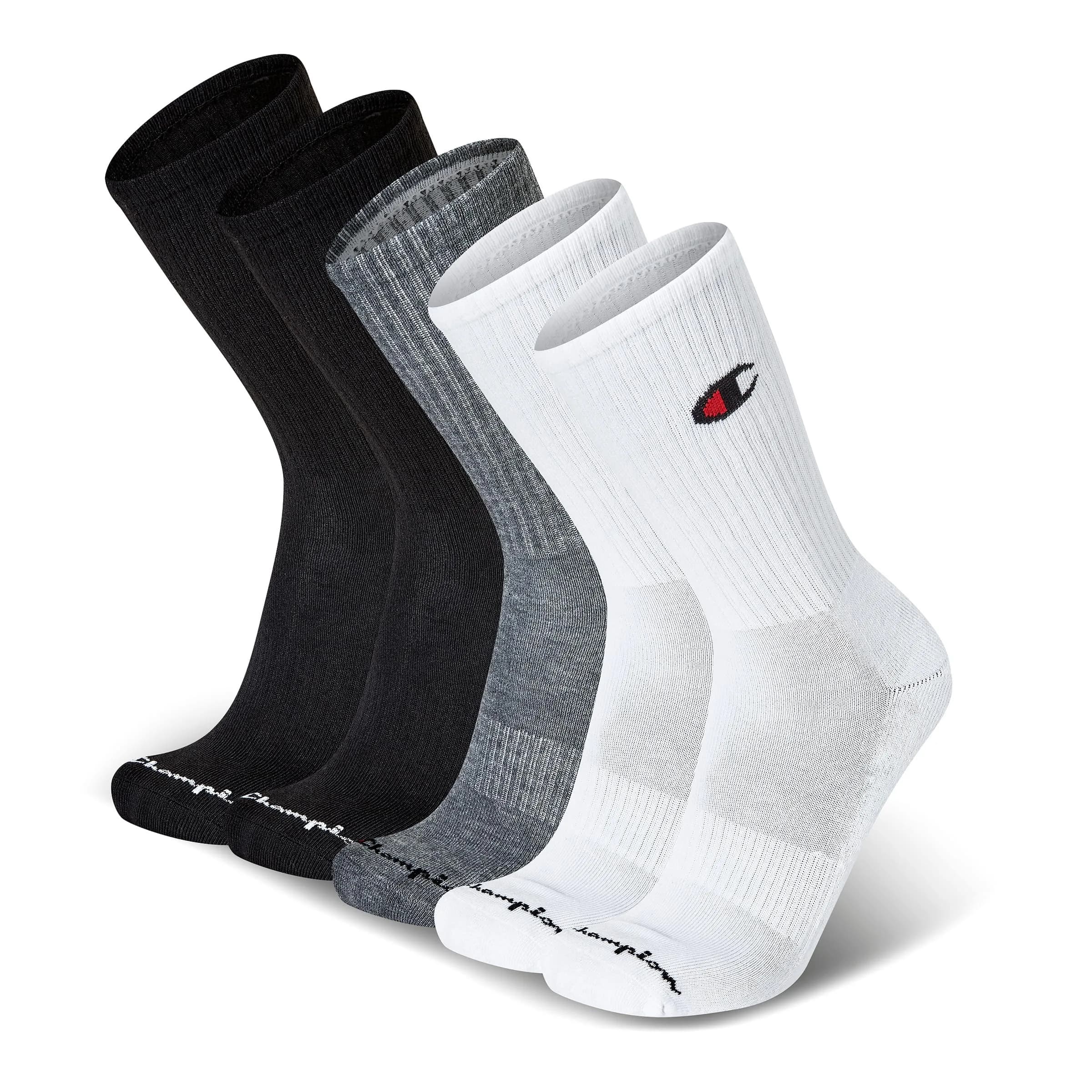 Champion Men's Crew Athletic Socks | Moisture-Wicking, Cushioned, Arch Support (Fits Shoe Size 6-12.5) - main product image