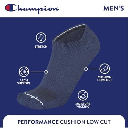 Champion Men's Low Cut Athletic Socks 6-Pack | Moisture-Wicking, Cushioned Fit for Men in India thumbnail 3