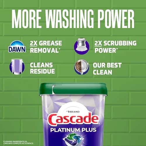 Cascade Platinum Plus Dishwasher Pods Lemon 47 Count | 100% Food Residue Removal thumbnail 3