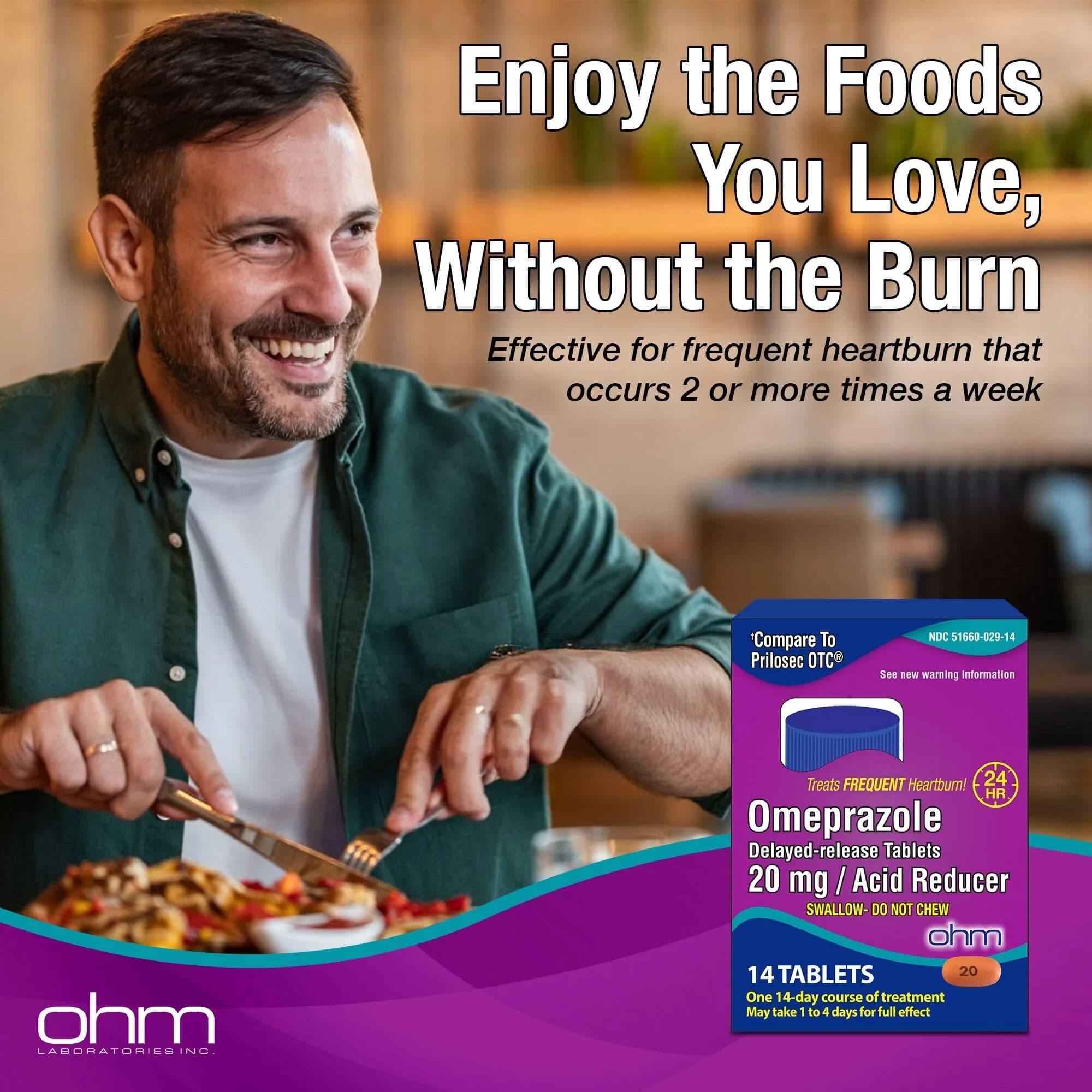 Ohm Omeprazole 20mg Delayed-Release Tablets 14 Count | Acid Reducer for Frequent Heartburn - view 2
