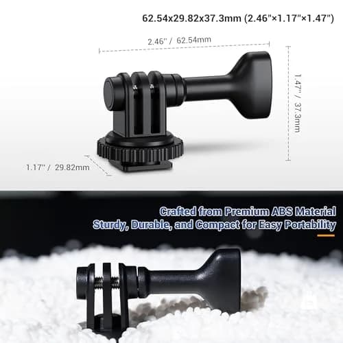JJC 2-in-1 Action Camera Hot Shoe Mount Adapter with 1/4"-20 Hole & Tilt Adjustment | Black ABS Material thumbnail 2