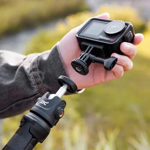 JJC 2-in-1 Action Camera Hot Shoe Mount Adapter with 1/4"-20 Hole & Tilt Adjustment | Black ABS Material thumbnail 3