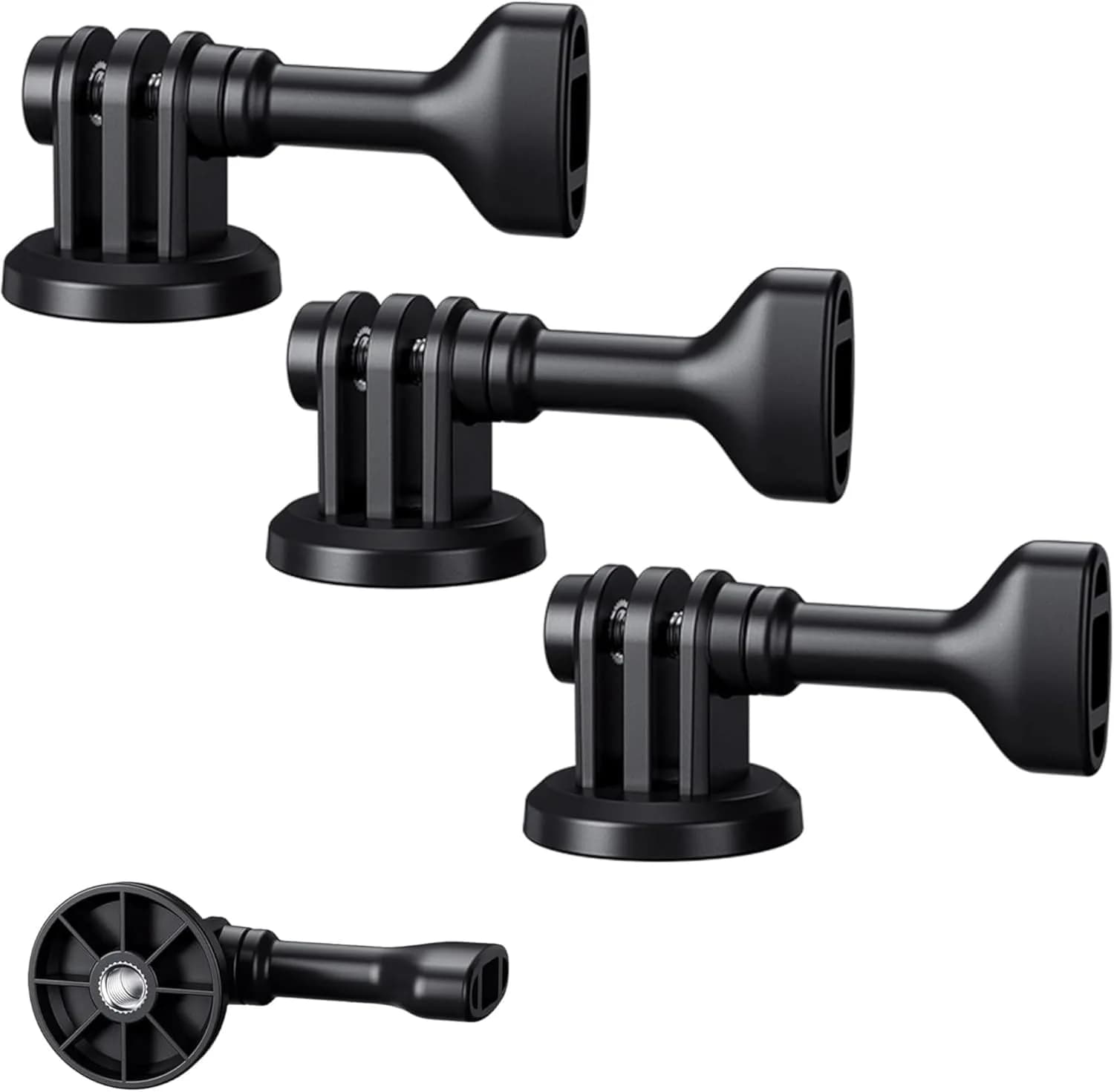 JJC 3Pcs Action Camera Tripod Mount Adapter with 1/4"-20 Hole & Thumbscrew | Black - main product image