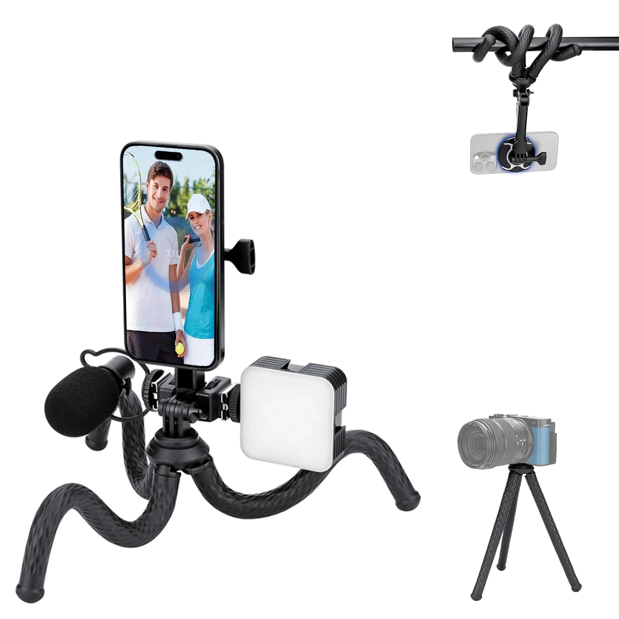 JJC Magnetic Flexible Tripod for MagSafe Phone & Action Camera, Bendable | 1kg (2.2lb) Load Capacity