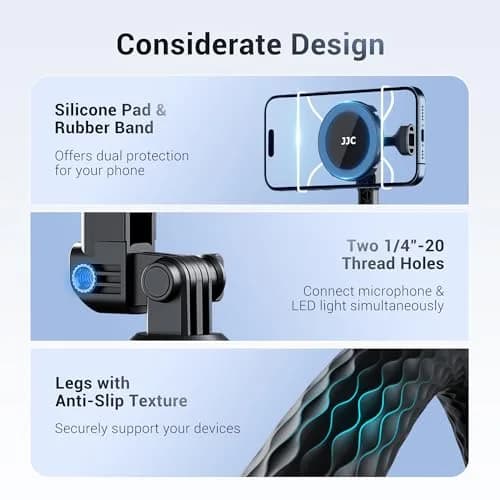 JJC Magnetic Flexible Tripod for MagSafe Phone & Action Camera, Bendable | 1kg (2.2lb) Load Capacity thumbnail 4