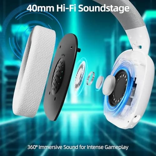 ATTACK SHARK L80 PRO Wireless Gaming Headset with Detachable Mic & Tri-Mode Connectivity (White) thumbnail 6