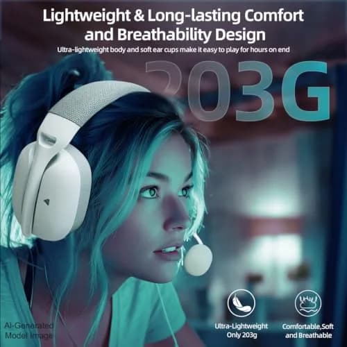 ATTACK SHARK L80 PRO Wireless Gaming Headset with Detachable Mic & Tri-Mode Connectivity (White) thumbnail 7