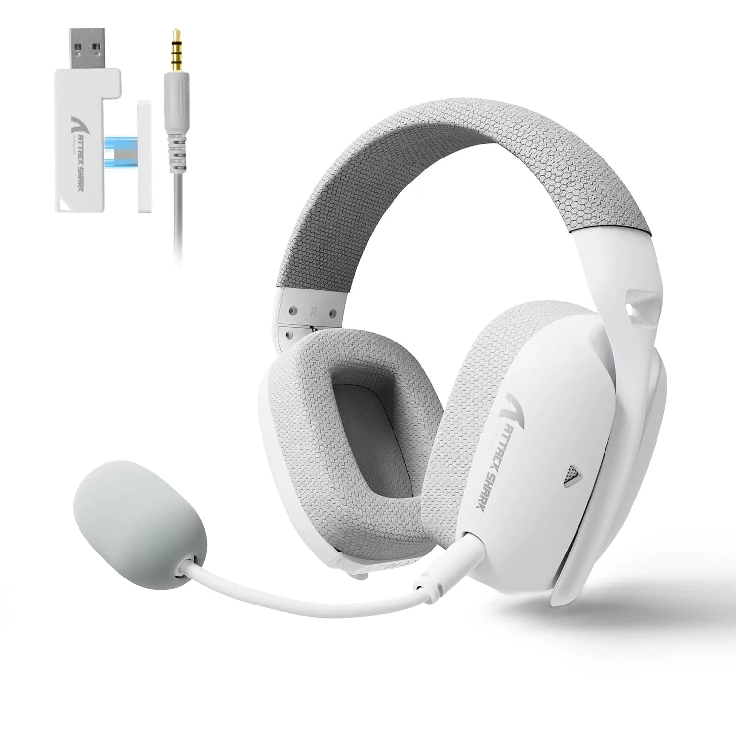 ATTACK SHARK L80 PRO Wireless Gaming Headset with Detachable Mic & Tri-Mode Connectivity (White)