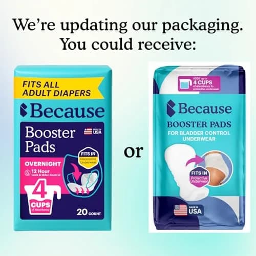 Because Overnight Booster Pads Fits All Adult Diapers | Extra Absorbency for Night Use thumbnail 3