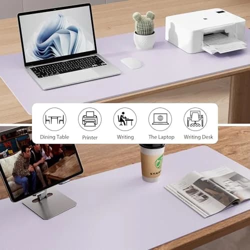 Aothia Large PU Leather Desk Pad Protector 36" x 17" (91.4 cm x 43.2 cm) | Smooth Writing Surface & Non-Slip Mouse Pad thumbnail 5