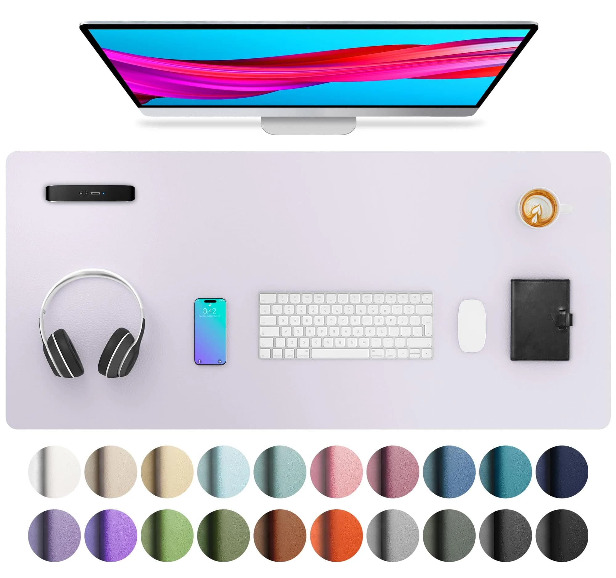 Aothia Large PU Leather Desk Pad Protector 36" x 17" (91.4 cm x 43.2 cm) | Smooth Writing Surface & Non-Slip Mouse Pad - main product image