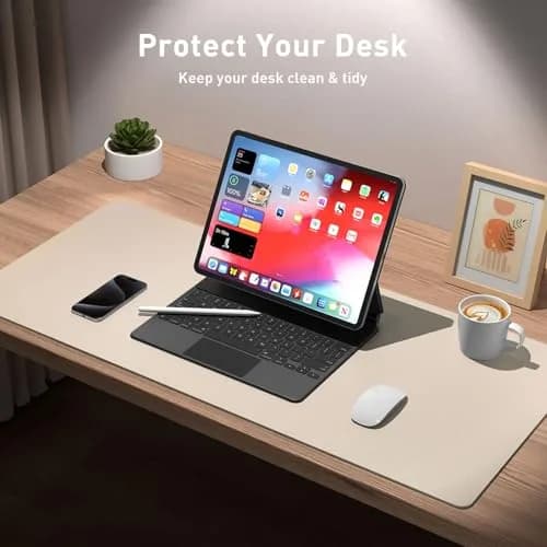 Aothia PU Leather Desk Pad Protector - Non-Slip Mouse Pad & Writing Mat for Office/Home, Waterproof, Easy to Clean (121.92cm x 43.18cm, Eggshell) thumbnail 4