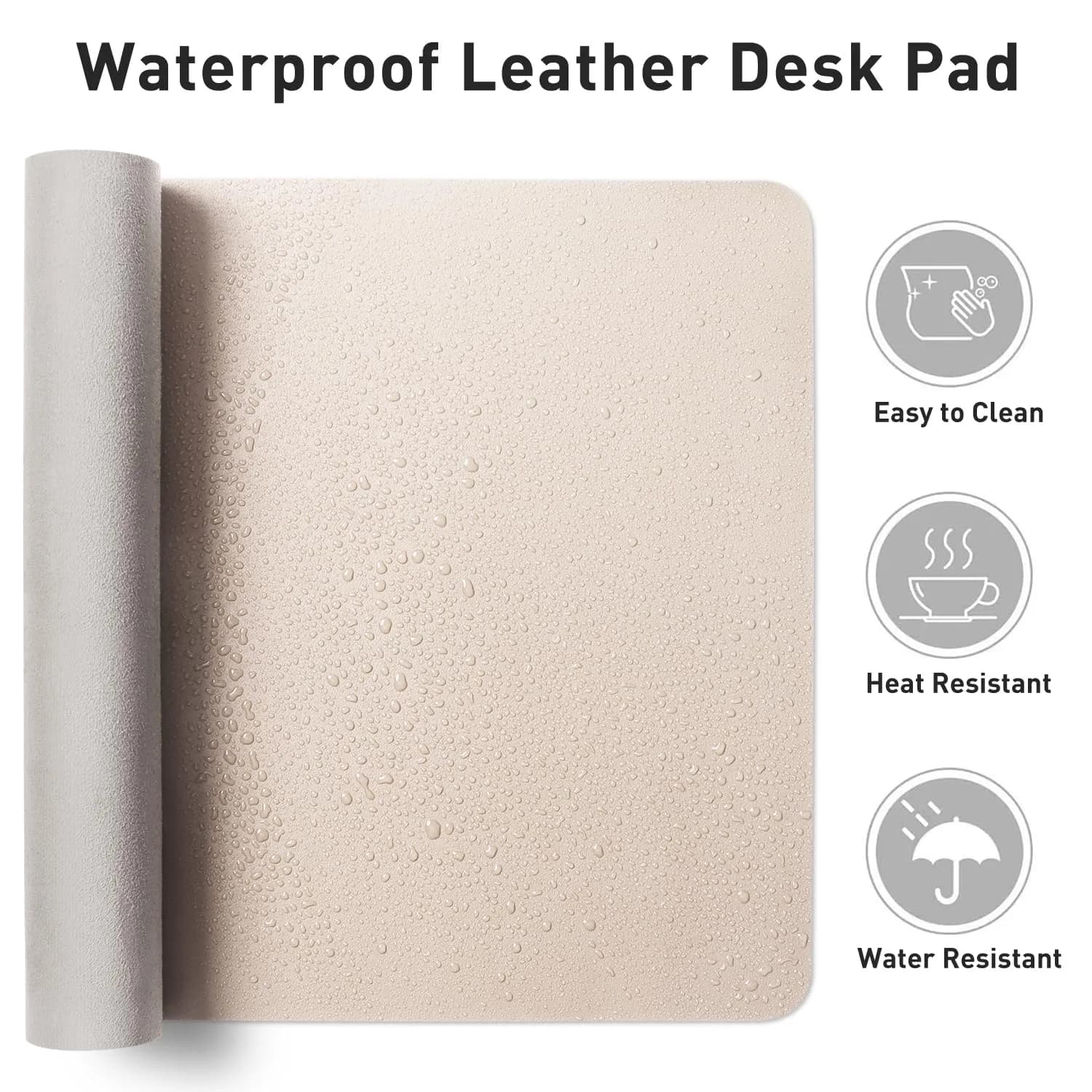 Aothia PU Leather Desk Pad Protector - Non-Slip Mouse Pad & Writing Mat for Office/Home, Waterproof, Easy to Clean (121.92cm x 43.18cm, Eggshell) - view 7