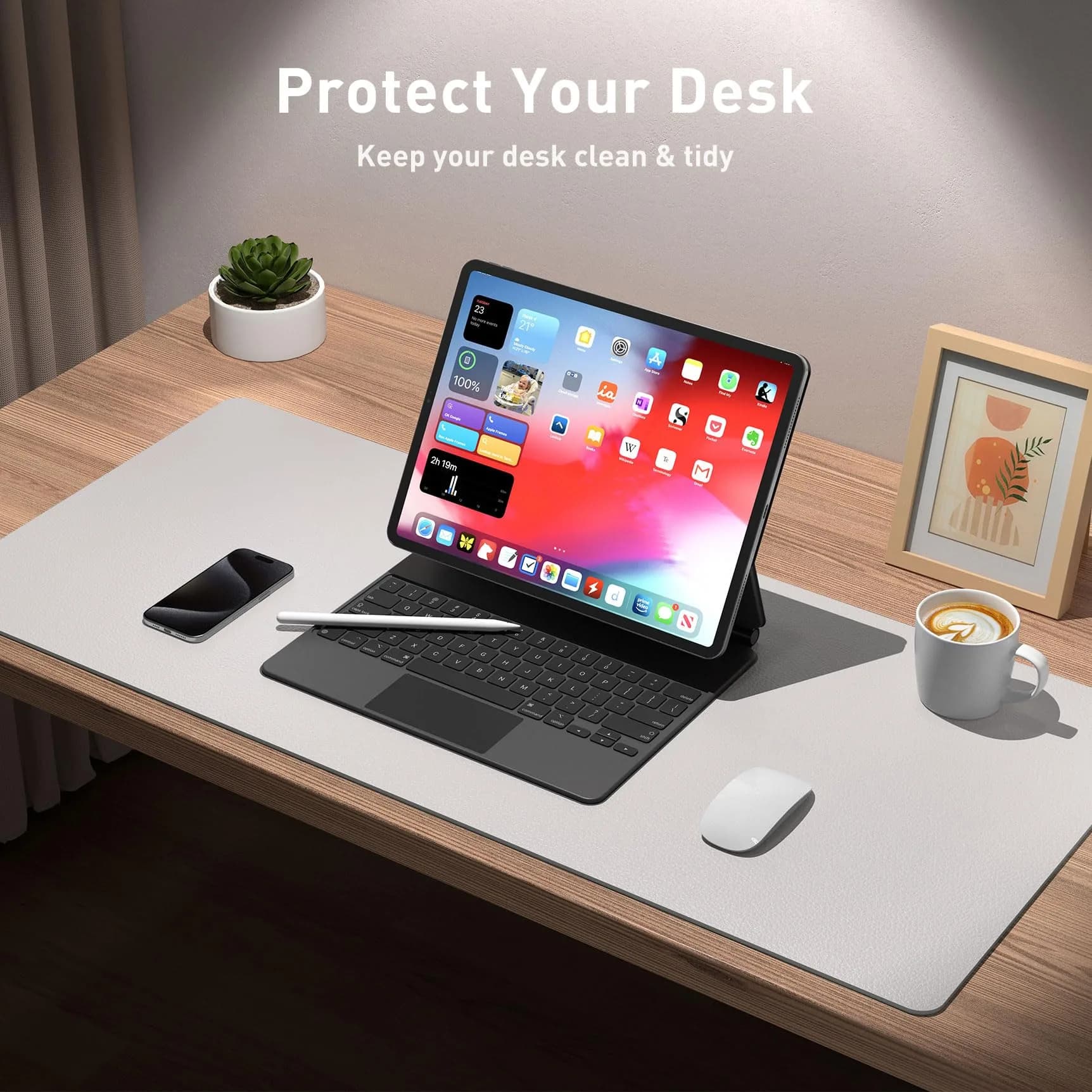 Aothia Large PU Leather Desk Pad Protector (48" x 17") | Smooth Ink Flow & Fade-Resistant Surface - view 4