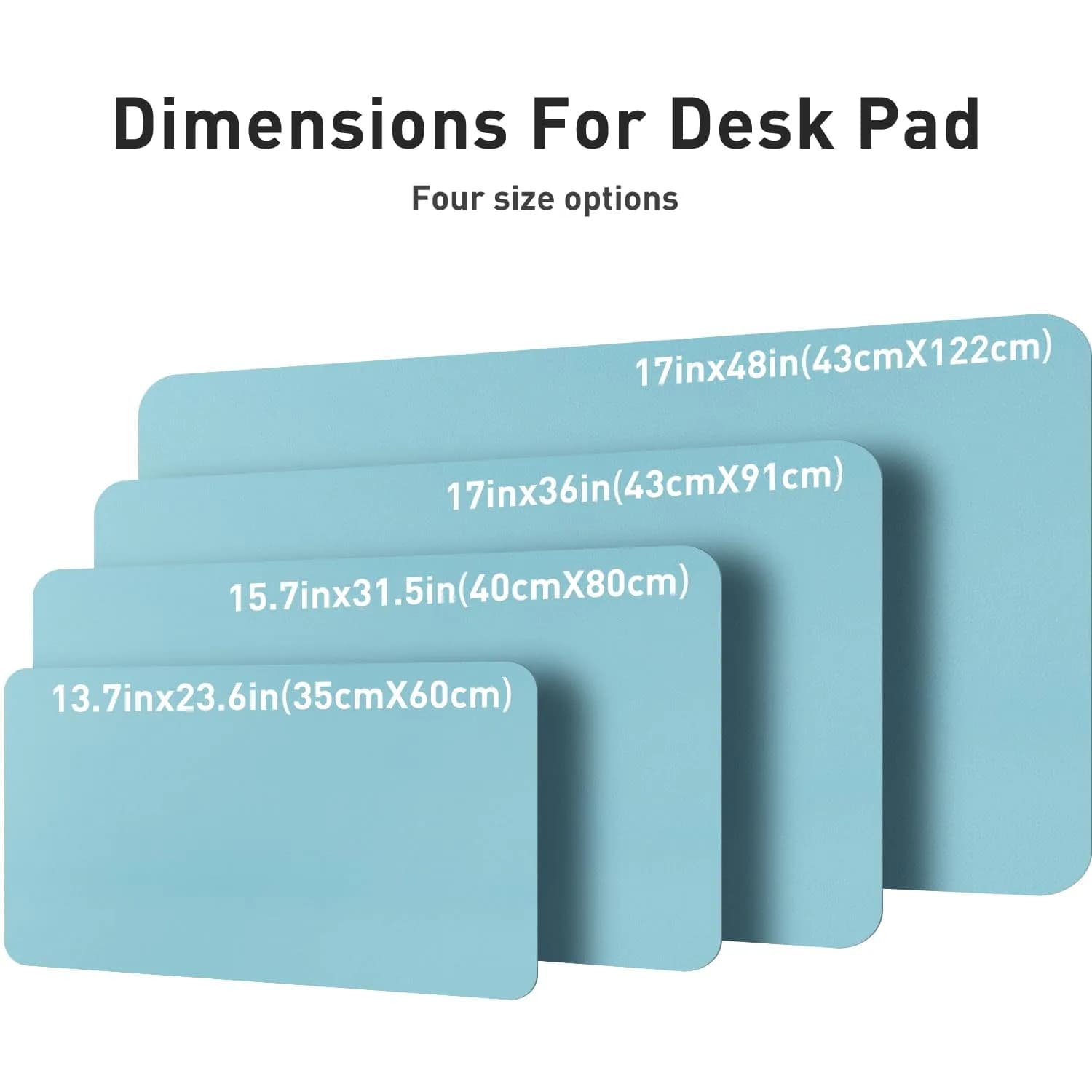 Aothia Large PU Leather Desk Pad Protector – Non-Slip Mouse Pad & Writing Mat, 48" x 17" Blue Topaz - view 6