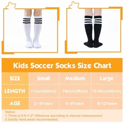 TOCONFFON Youth Soccer Socks Kids Boys Girls Knee High Long Socks 10-12 | Soft, Durable Cotton Blend for Active Kids thumbnail 7
