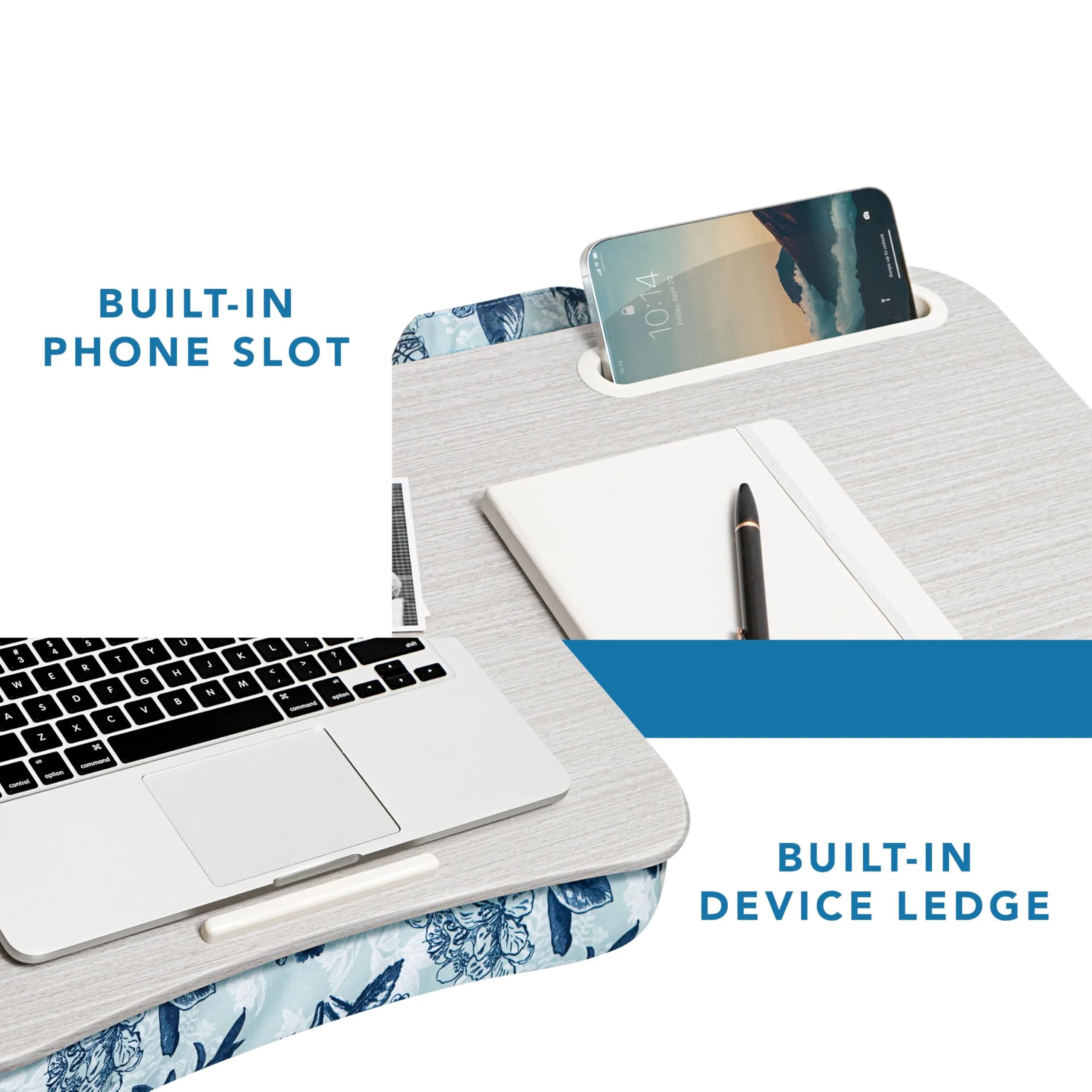 LapGear Designer Lap Desk - Blue Blossoms 2-Pack with Storage Basket | Stable Workspace for Laptops Up to 15.6" | 3.29 kg (7.25 lb) - view 5