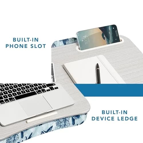 LapGear Designer Lap Desk - Blue Blossoms 2-Pack with Storage Basket | Stable Workspace for Laptops Up to 15.6" | 3.29 kg (7.25 lb) thumbnail 5