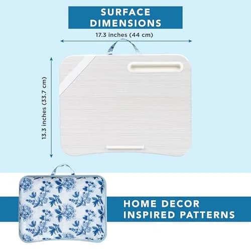 LapGear Designer Lap Desk - Blue Blossoms 2-Pack with Storage Basket | Stable Workspace for Laptops Up to 15.6" | 3.29 kg (7.25 lb) thumbnail 6
