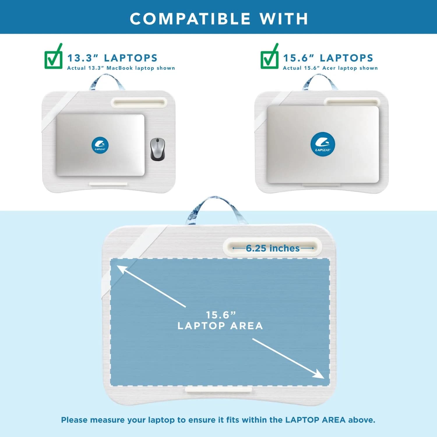 LapGear Designer Lap Desk - Blue Blossoms 2-Pack with Storage Basket | Stable Workspace for Laptops Up to 15.6" | 3.29 kg (7.25 lb) - view 4