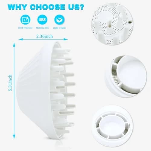SEICHYGO 360° Rotating Diffuser Attachment Nozzle for Laifen SE Lite Hair Dryer, White | Honeycomb Design for Curly Hair thumbnail 6