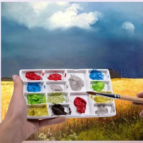 MOTOFITOOL Travel Watercolor Palette, Ceramic 14 Well, Portable Art Box with Lid & Sponge thumbnail 6