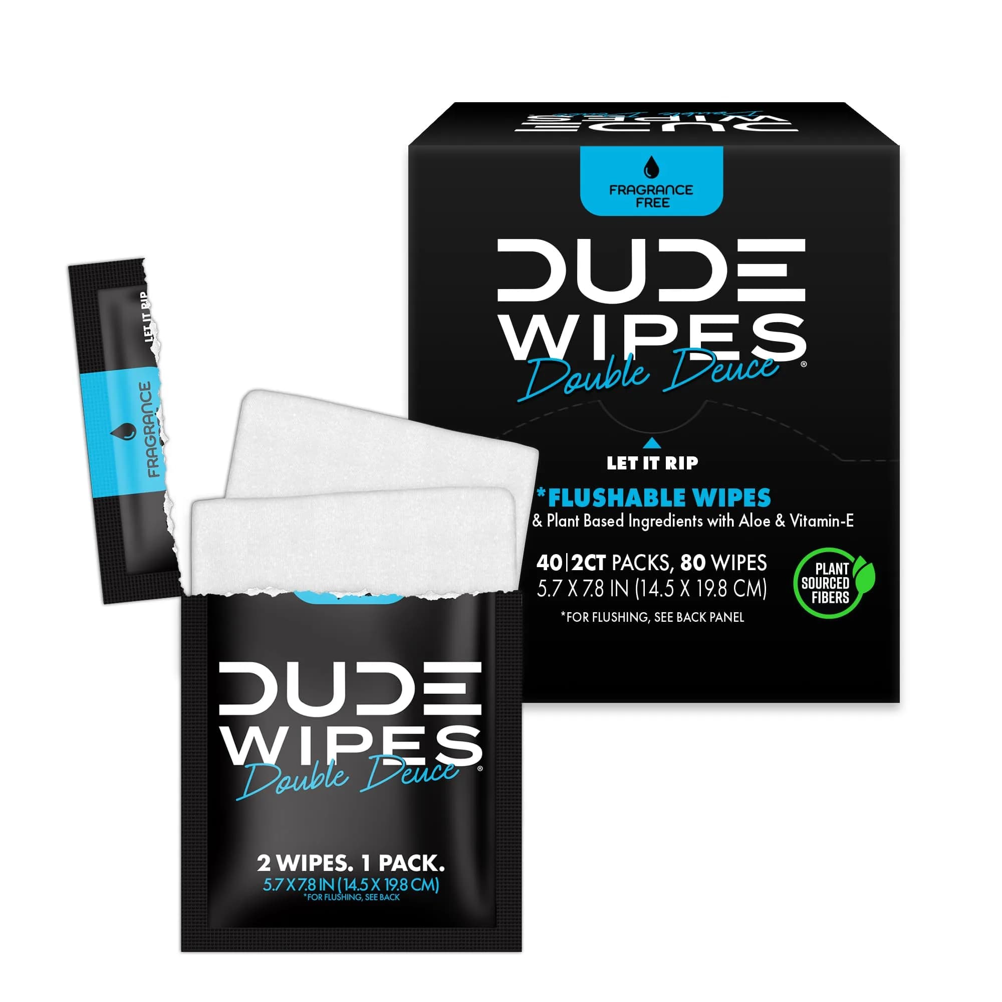DUDE Wipes Double Deuce On-The-Go Flushable Wipes 80 Count | Hypoallergenic & Plant-Based