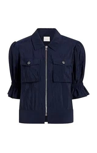 Cinq à Sept Holly Parachute Jacket Navy XS | Elegant Hip-Length Coat with Zipper Closure thumbnail 1