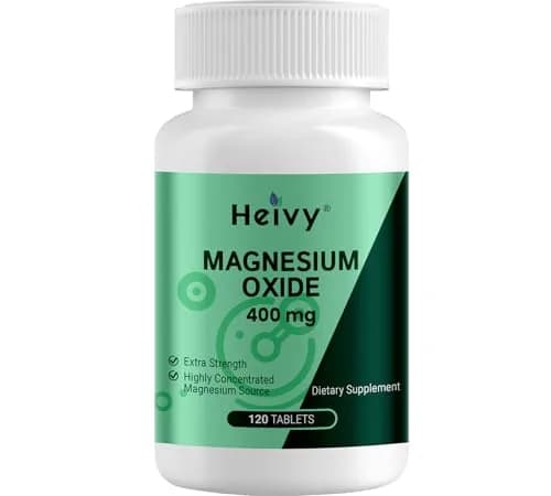Heivy Magnesium Oxide 400mg | Made in USA, 120 Tablets for Muscle & Nervous Support thumbnail 1