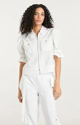 Cinq à Sept Holly Parachute Jacket, XS | White, Long Sleeve, Zipper Closure thumbnail 3