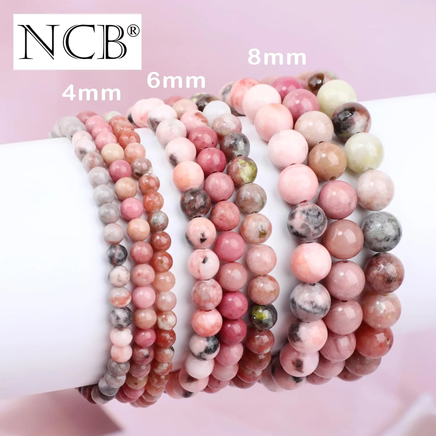 NCB 3-Piece Natural Crystal Gemstone Stretch Bracelets | Handmade Reiki Energy Healing Jewelry for Meditation, Yoga, Unisex - view 5