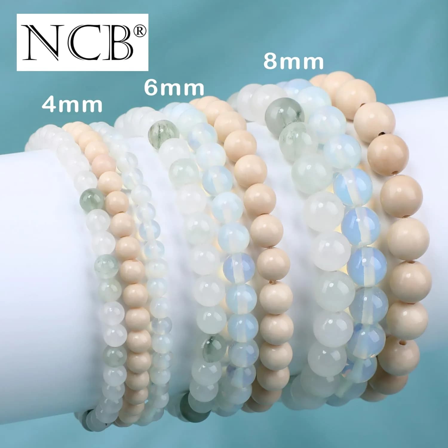 NCB 3-Piece 8mm Natural Crystal Gemstone Stretch Bracelets | Handmade Reiki Energy Healing Jewelry for Meditation, Yoga, Unisex - view 5