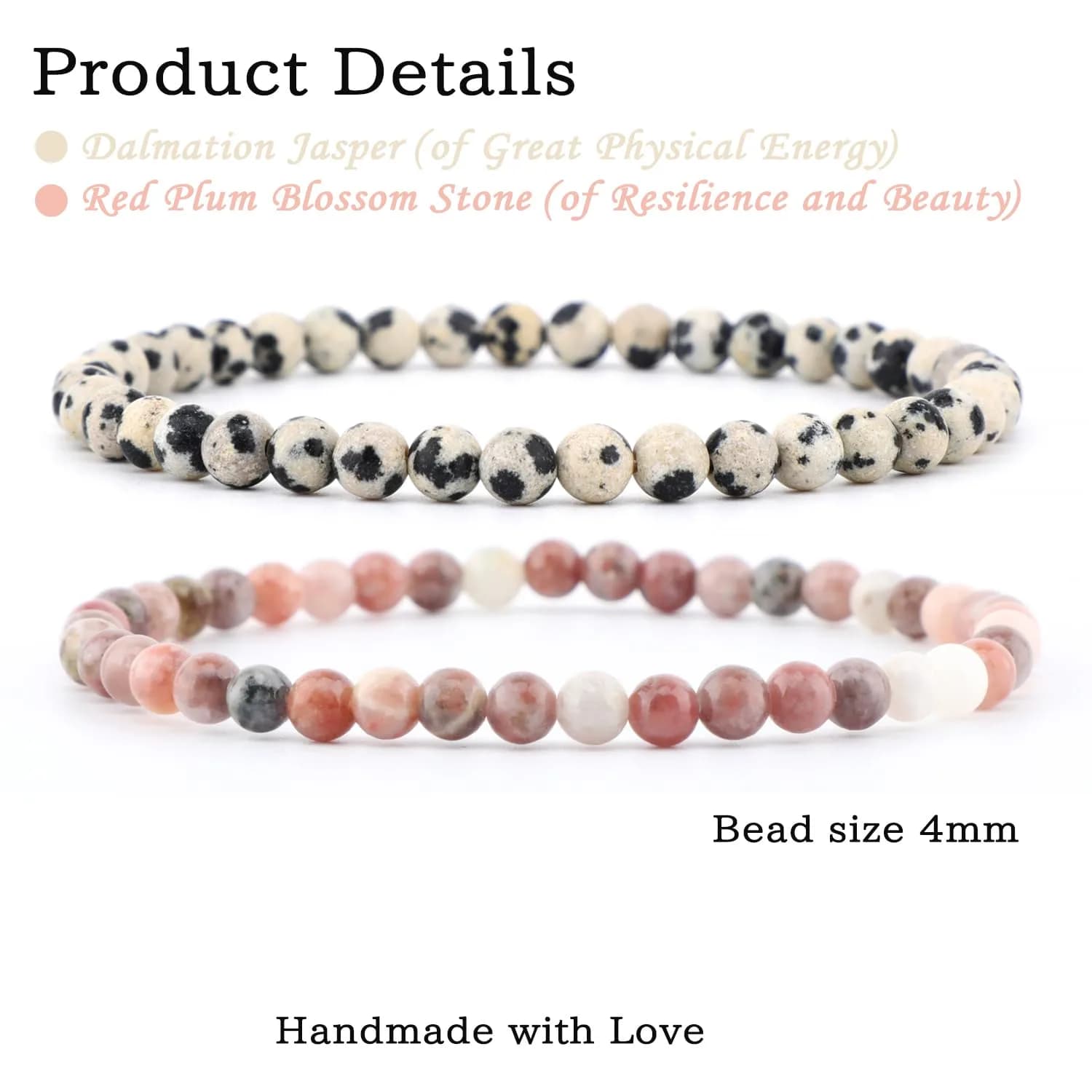 NCB 2-Piece 4mm Natural Crystal Gemstone Stretch Bracelets | Handmade Reiki Energy Healing Jewelry - view 2