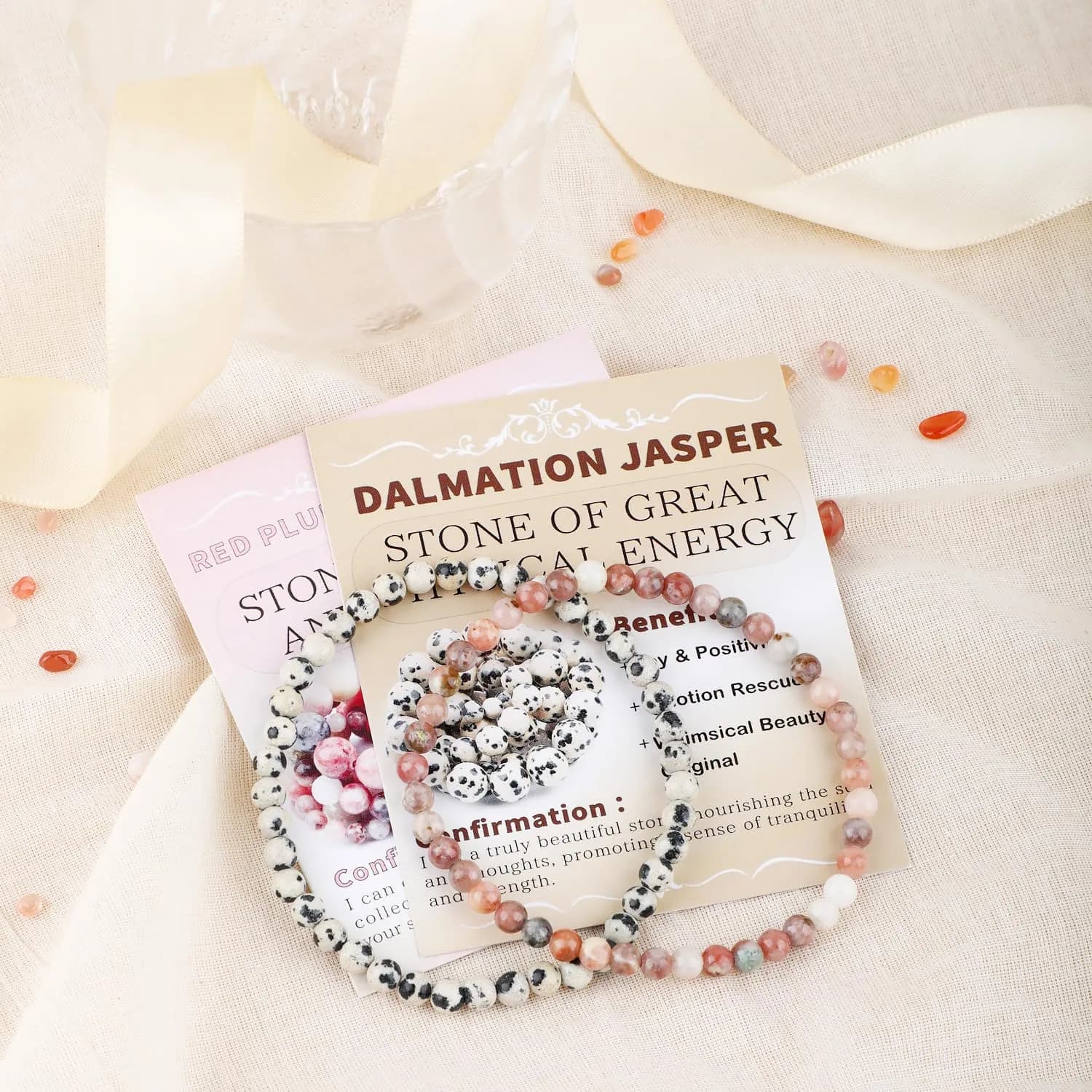 NCB 2-Piece 4mm Natural Crystal Gemstone Stretch Bracelets | Handmade Reiki Energy Healing Jewelry - view 3