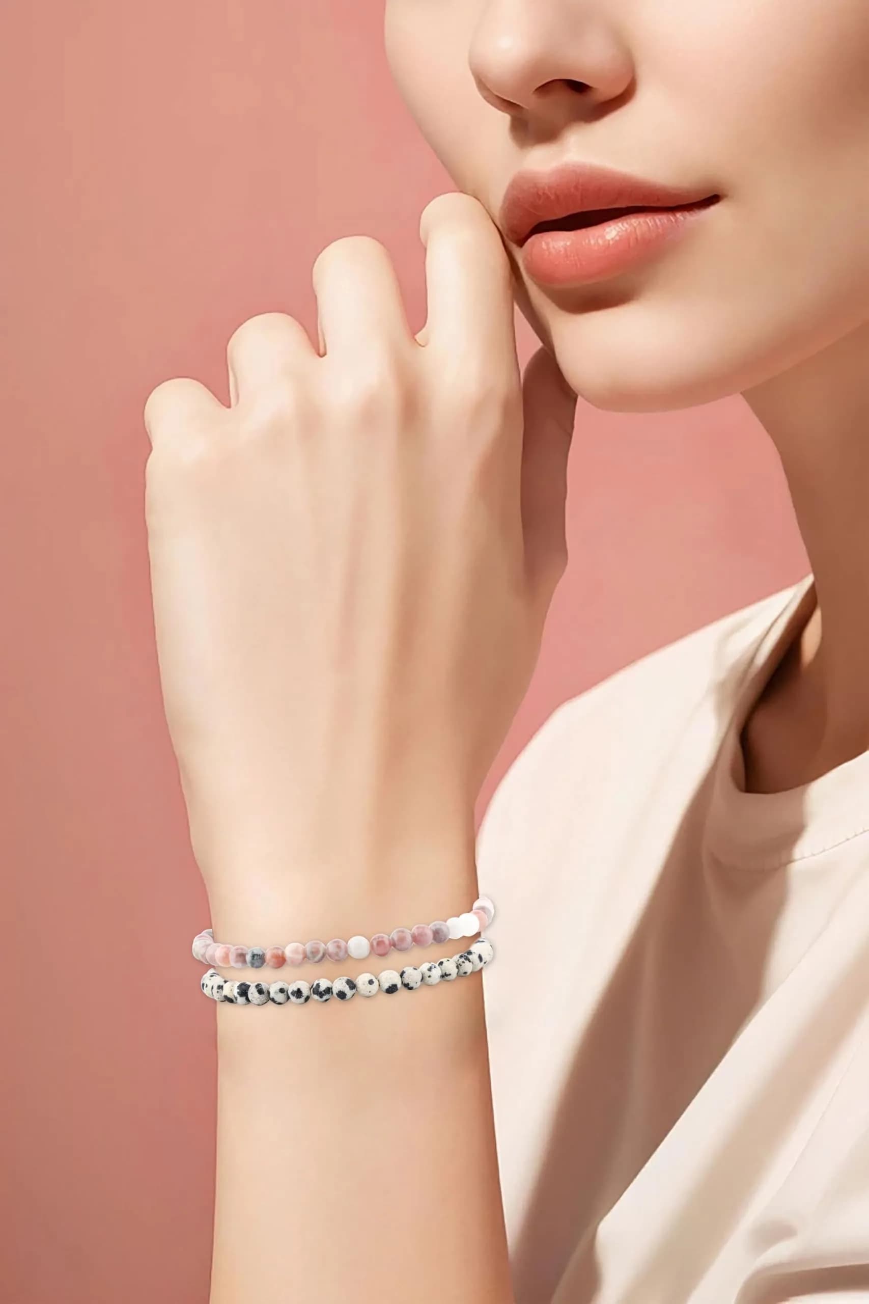 NCB 2-Piece 4mm Natural Crystal Gemstone Stretch Bracelets | Handmade Reiki Energy Healing Jewelry - view 6