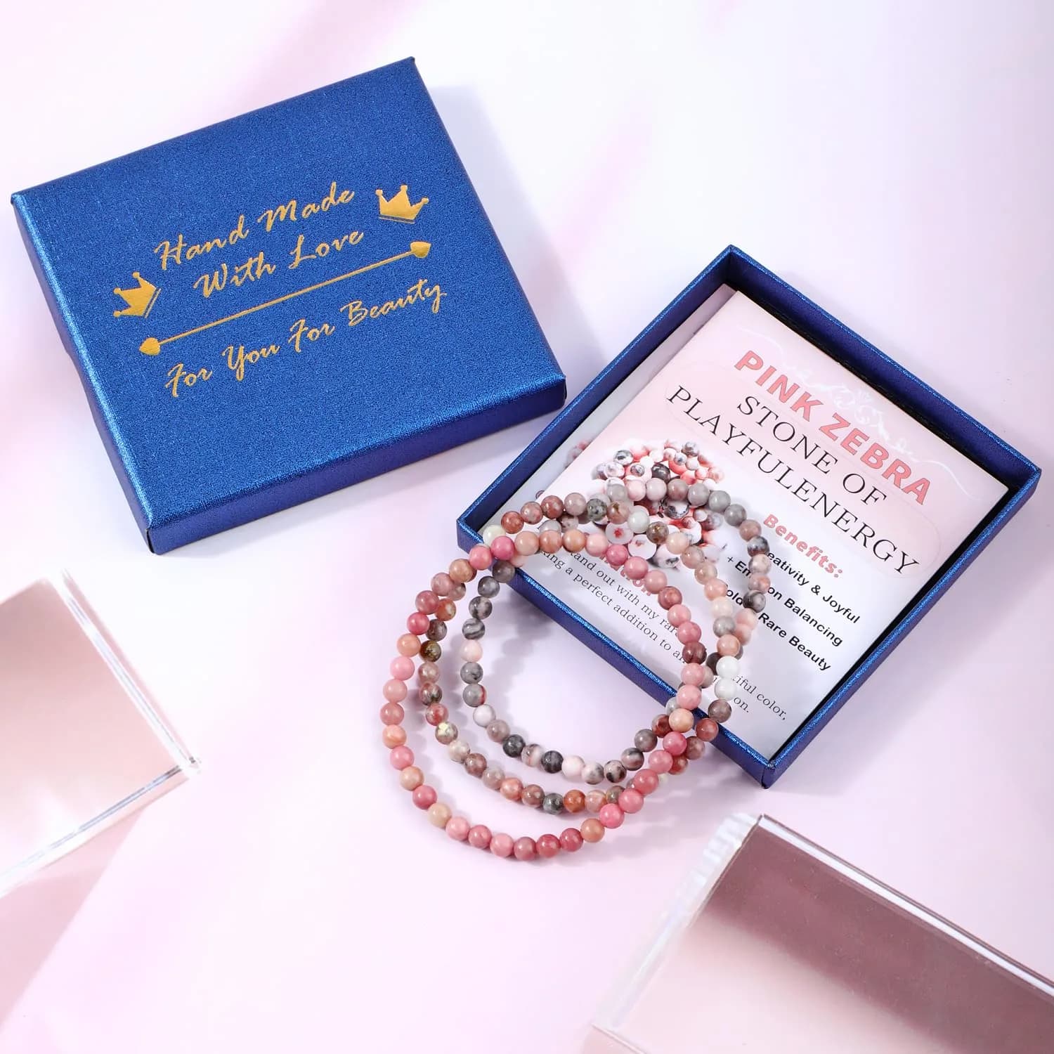 NCB 3-Piece 4mm Natural Crystal Gemstone Stretch Bracelets | Reiki Energy Healing Jewelry - view 4